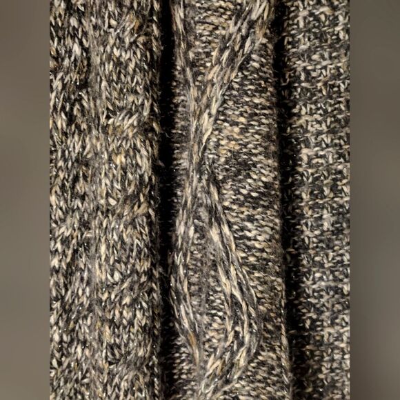 LaModeEstaVous 1/S BlackWhite Lngslv CableKnit WOOLMOHAIRBlend WomenOpenCardigan - Picture 7 of 11